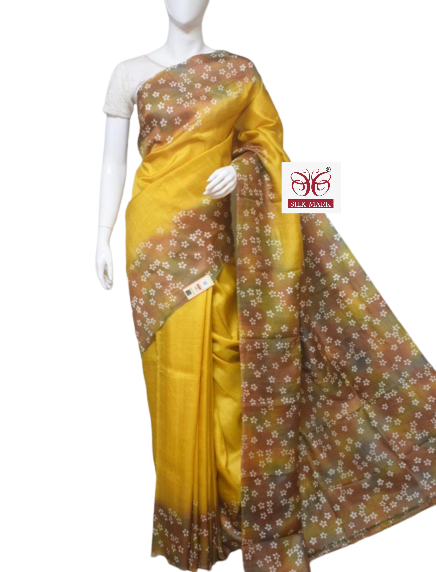 Pure Tussar Silk print saree