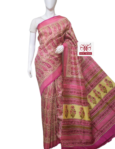 Pure Tussar Silk print saree