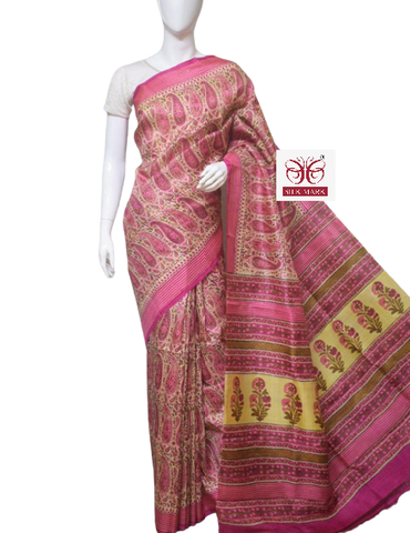 Pure Tussar Silk print saree