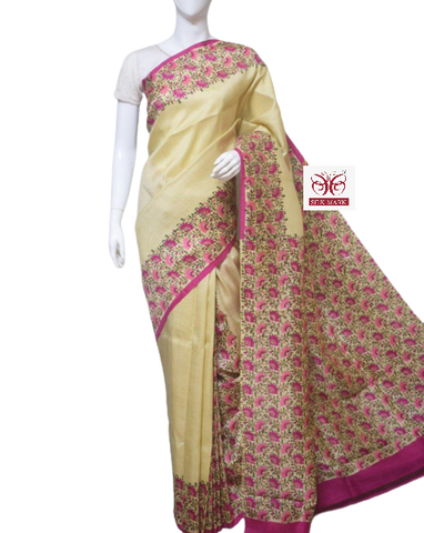 Pure Tussar Silk print saree