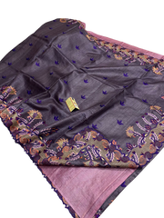 Tussar silk hand embroidery saree SILK ZONE