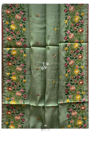 Tussar silk hand embroidery saree SILK ZONE