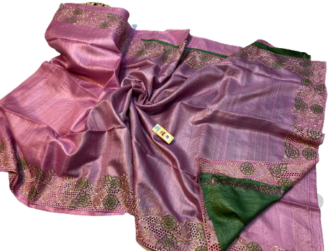 Tussar silk hand embroidery saree SILK ZONE