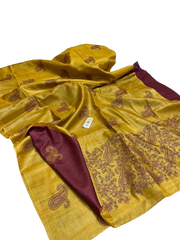 Tussar silk hand embroidery saree SILK ZONE
