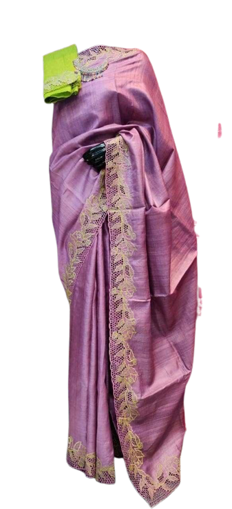 Tussar silk hand embroidery saree SILK ZONE