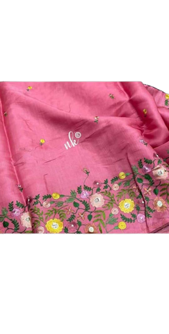 Tussar silk hand embroidery saree SILK ZONE