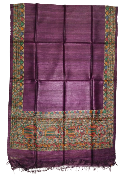 Tussar silk hand kalamkari paint dupatta SILK ZONE