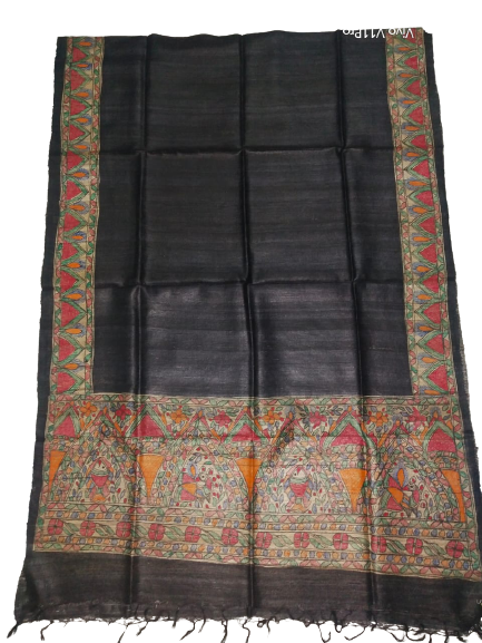 Tussar silk hand kalamkari paint dupatta SILK ZONE