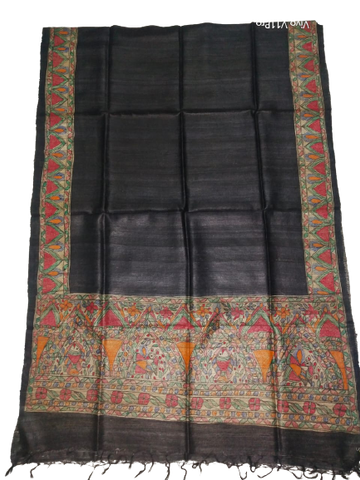 Tussar silk hand kalamkari paint dupatta SILK ZONE