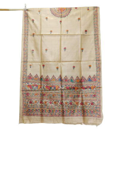 Tussar silk hand kalamkari dupatta SILK ZONE