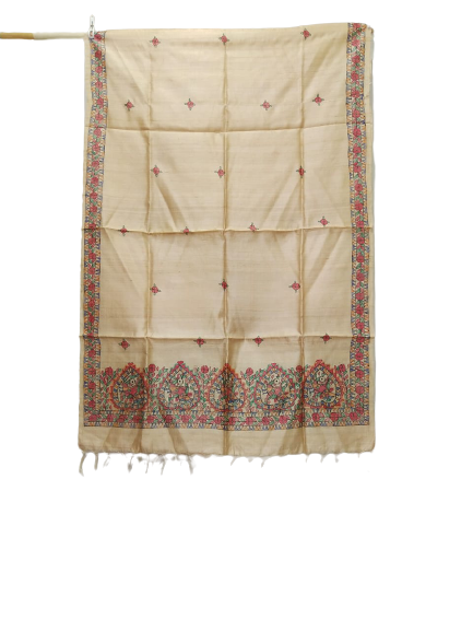 Tussar silk hand kalamkari paint dupatta SILK ZONE