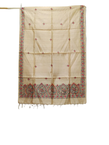 Tussar silk hand kalamkari paint dupatta SILK ZONE