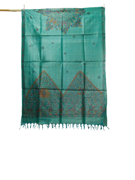 Tussar silk hand kalamkari paint dupatta SILK ZONE