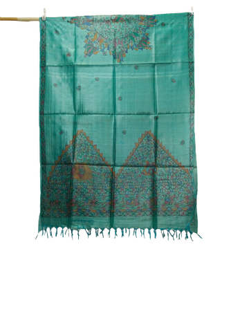 Tussar silk hand kalamkari paint dupatta SILK ZONE