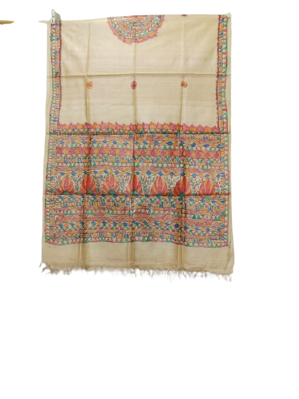 Tussar silk hand kalamkari paint dupatta SILK ZONE