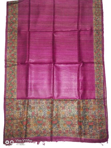 Tussar silk hand kalamkari paint dupatta SILK ZONE