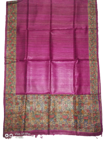 Tussar silk hand kalamkari paint dupatta SILK ZONE