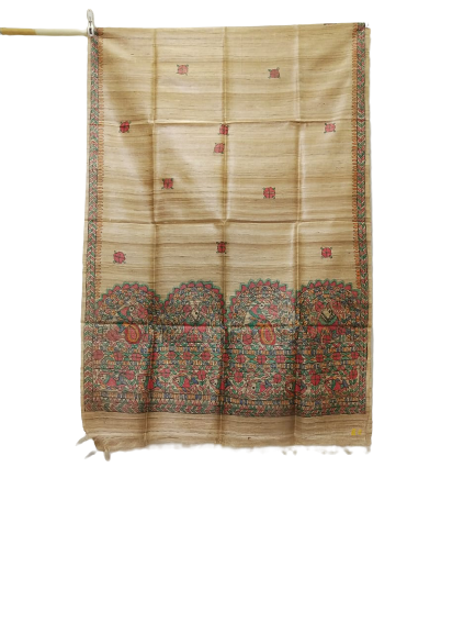 Tussar silk hand kalamkari paint dupatta SILK ZONE