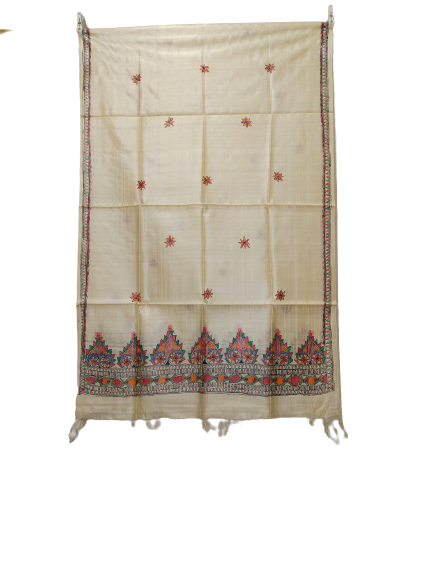 Tussar silk hand kalamkari paint dupatta SILK ZONE