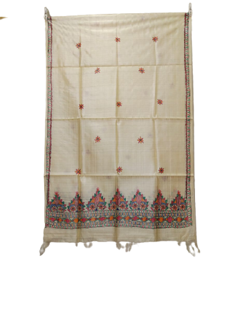 Tussar silk hand kalamkari paint dupatta SILK ZONE