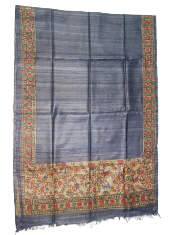 Tussar silk hand kalamkari paint dupatta SILK ZONE