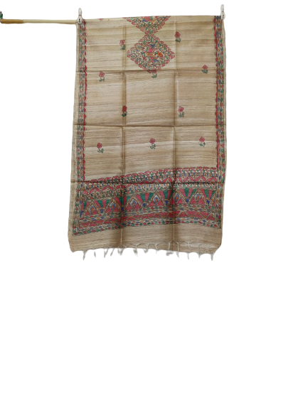 Tussar silk hand kalamkari paint dupatta SILK ZONE