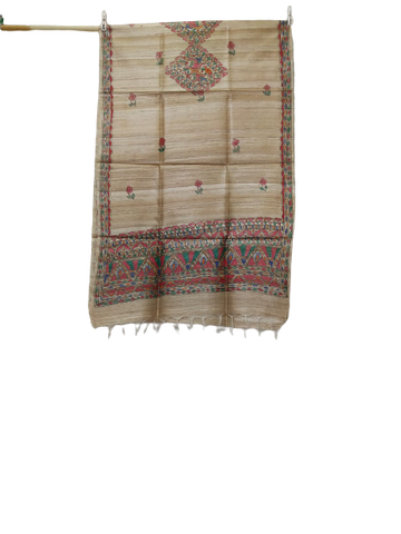 Tussar silk hand kalamkari paint dupatta SILK ZONE