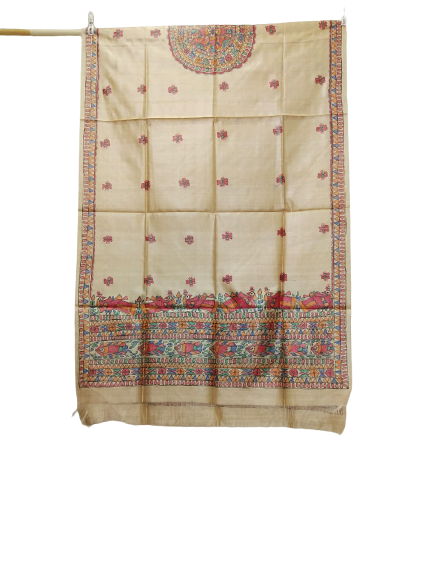 Tussar silk hand kalamkari paint dupatta SILK ZONE