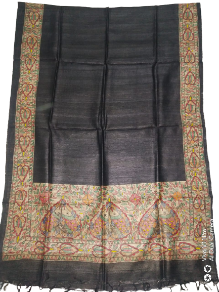 Tussar silk hand kalamkari paint dupatta SILK ZONE