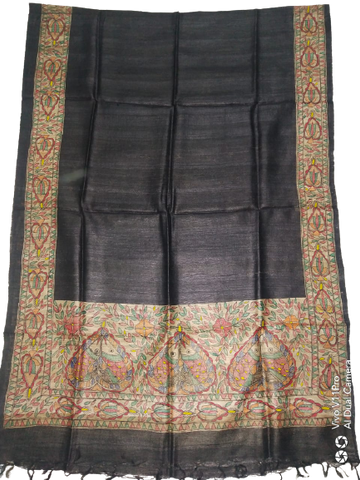 Tussar silk hand kalamkari paint dupatta SILK ZONE