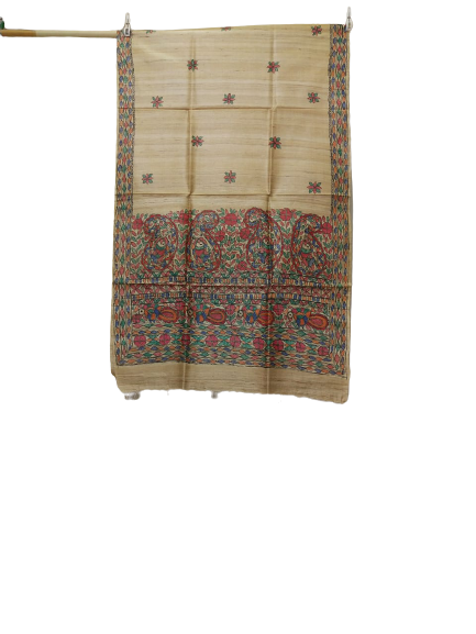 Tussar silk hand kalamkari paint dupatta SILK ZONE