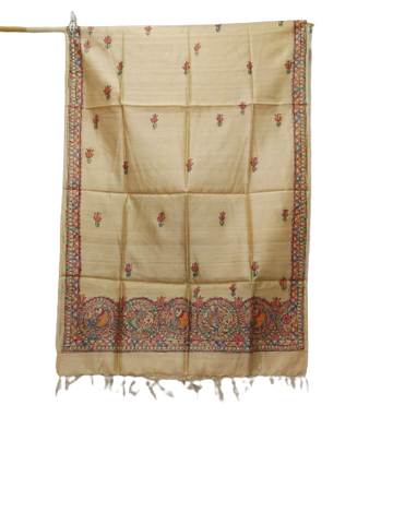 Tussar silk hand kalamkari paint dupatta silk ZONE