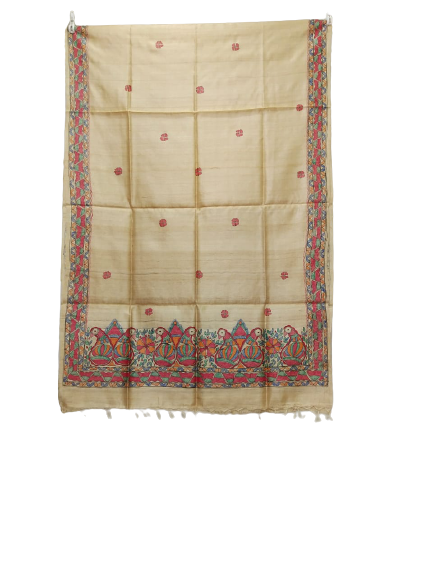 Tussar silk hand kalamkari paint dupatta SILK ZONE