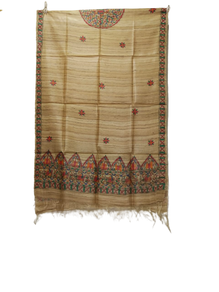 Tussar silk kalamkari hand paint dupatta SILK ZONE