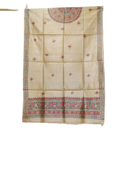 Tussar silk hand kalamkari paint dupatta SILK ZONE