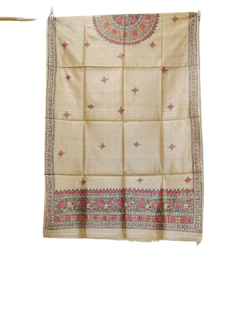 Tussar silk hand kalamkari paint dupatta SILK ZONE