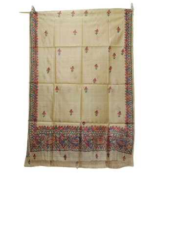 Tussar silk hand kalamkari paint dupatta SILK ZONE