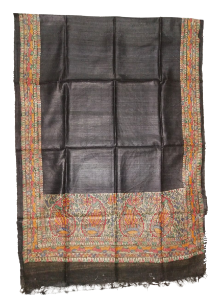 Tussar silk hand kalamkari paint dupatta SILK ZONE