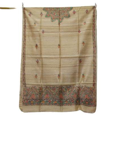 Tussar silk hand kalamkari paint dupatta SILK ZONE