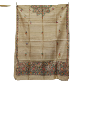 Tussar silk hand kalamkari paint dupatta SILK ZONE