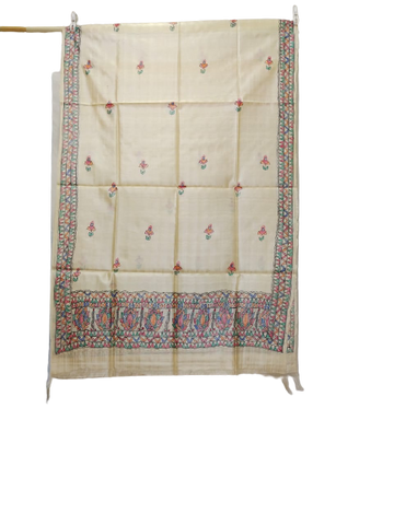 Tussar silk hand kalamkari paint dupatta SILK ZONE