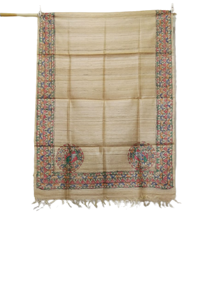 Tussar silk hand kalamkari paint dupatta SILK ZONE