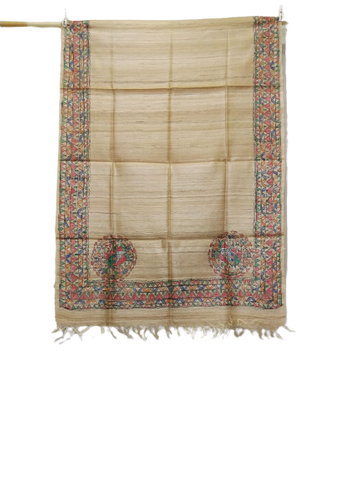 Tussar silk hand kalamkari paint dupatta SILK ZONE