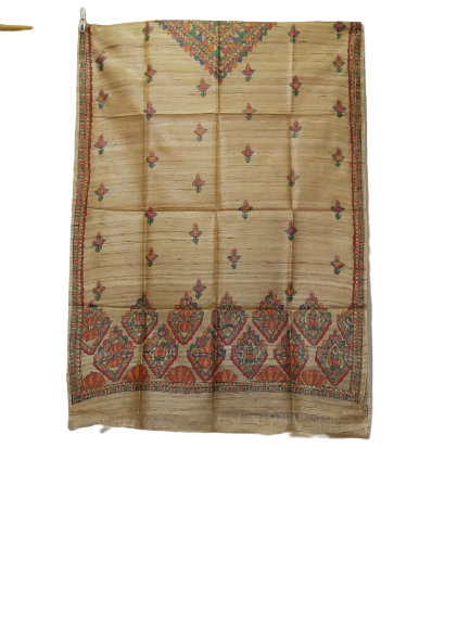 Tussar silk hand kalamkari paint dupatta SILK ZONE