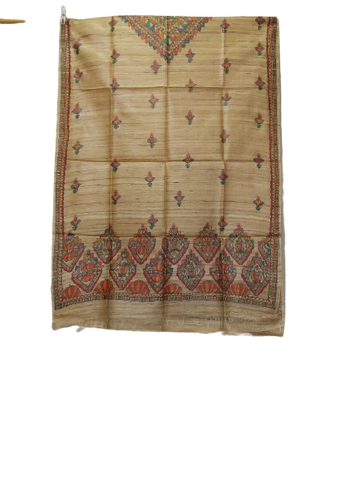 Tussar silk hand kalamkari paint dupatta SILK ZONE