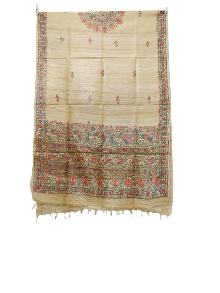 Tussar silk hand kalamkari dupatta SILK ZONE