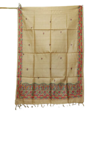 Tussar silk hand kalamkari dupatta SILK ZONE