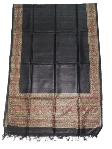 Tussar silk hand kalamkari paint dupatta SILK ZONE