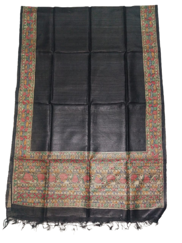 Tussar silk hand kalamkari paint dupatta SILK ZONE