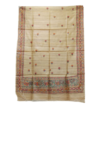 Tussar silk hand kalamkari paint dupatta SILK ZONE